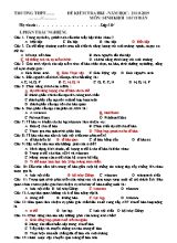 Đề kiểm tra học kỳ I môn Sinh học Lớp 10 (Cơ bản) - Năm học 2018-2019 (Kèm đáp án)